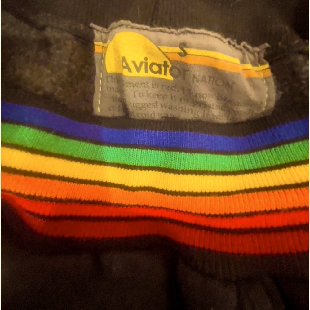 Aviator Nation Black Rainbow Ribbed Sweatpants. Size Small. - Picture 4 of 4